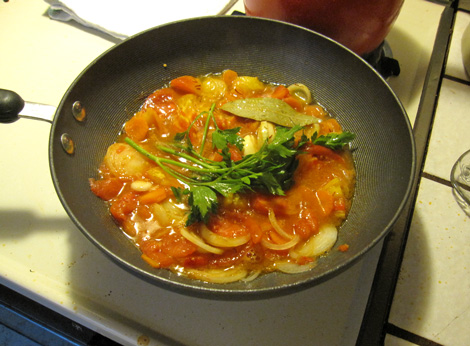 broth for the bouillabaisse cooking to the goodness stage