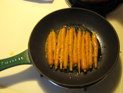 leftover carrots that were poached in orange juice, butter and white wine